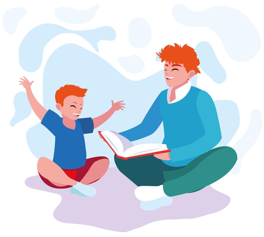 Father reading with son design vector