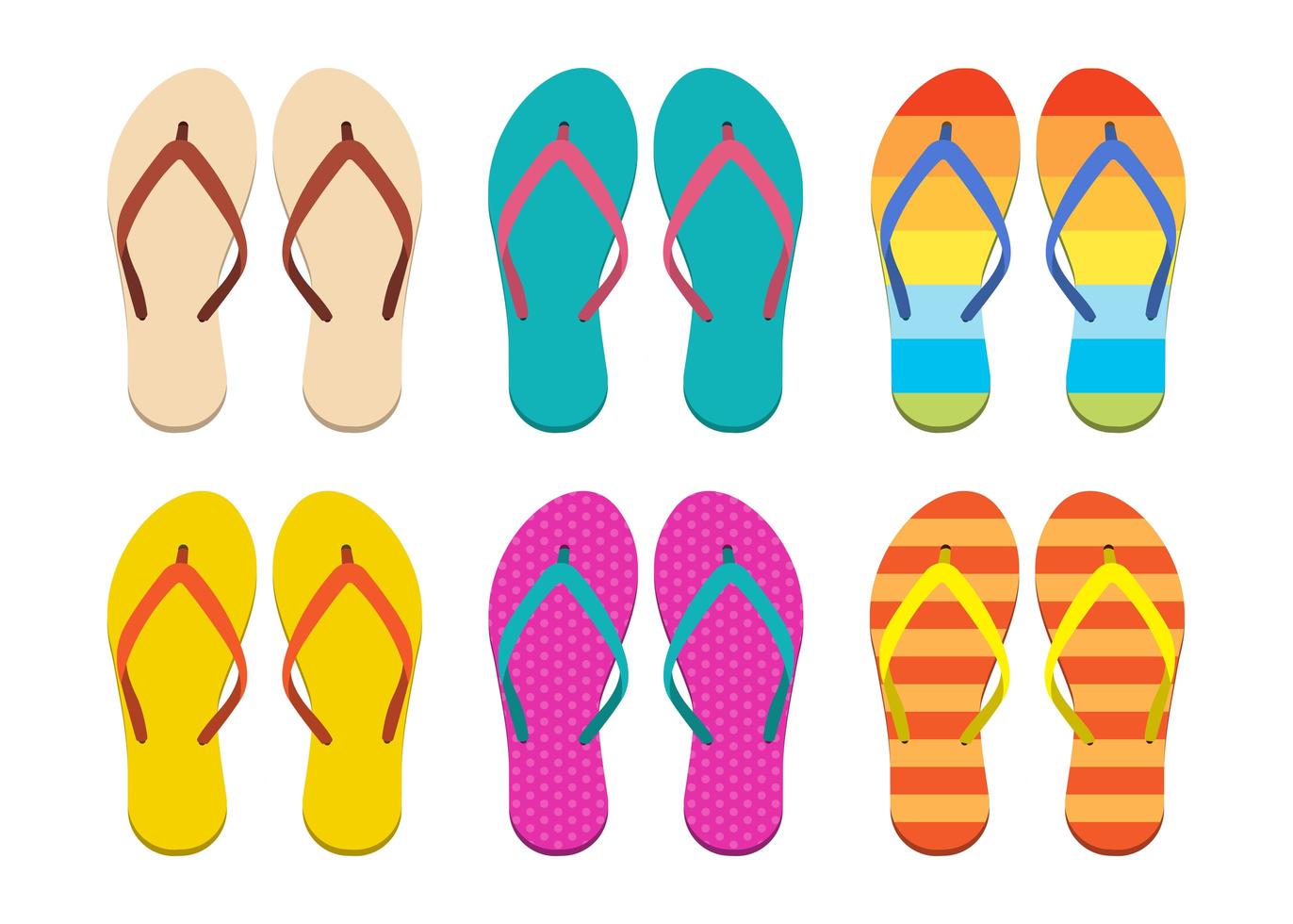 Flip flops set 1270894 Vector Art at Vecteezy