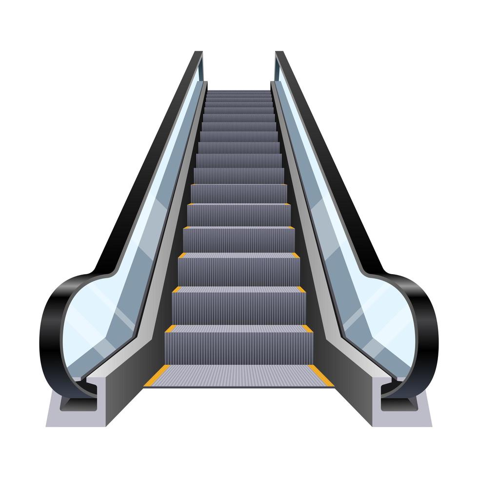 Escalera mecánica elegante aislado sobre fondo blanco. vector