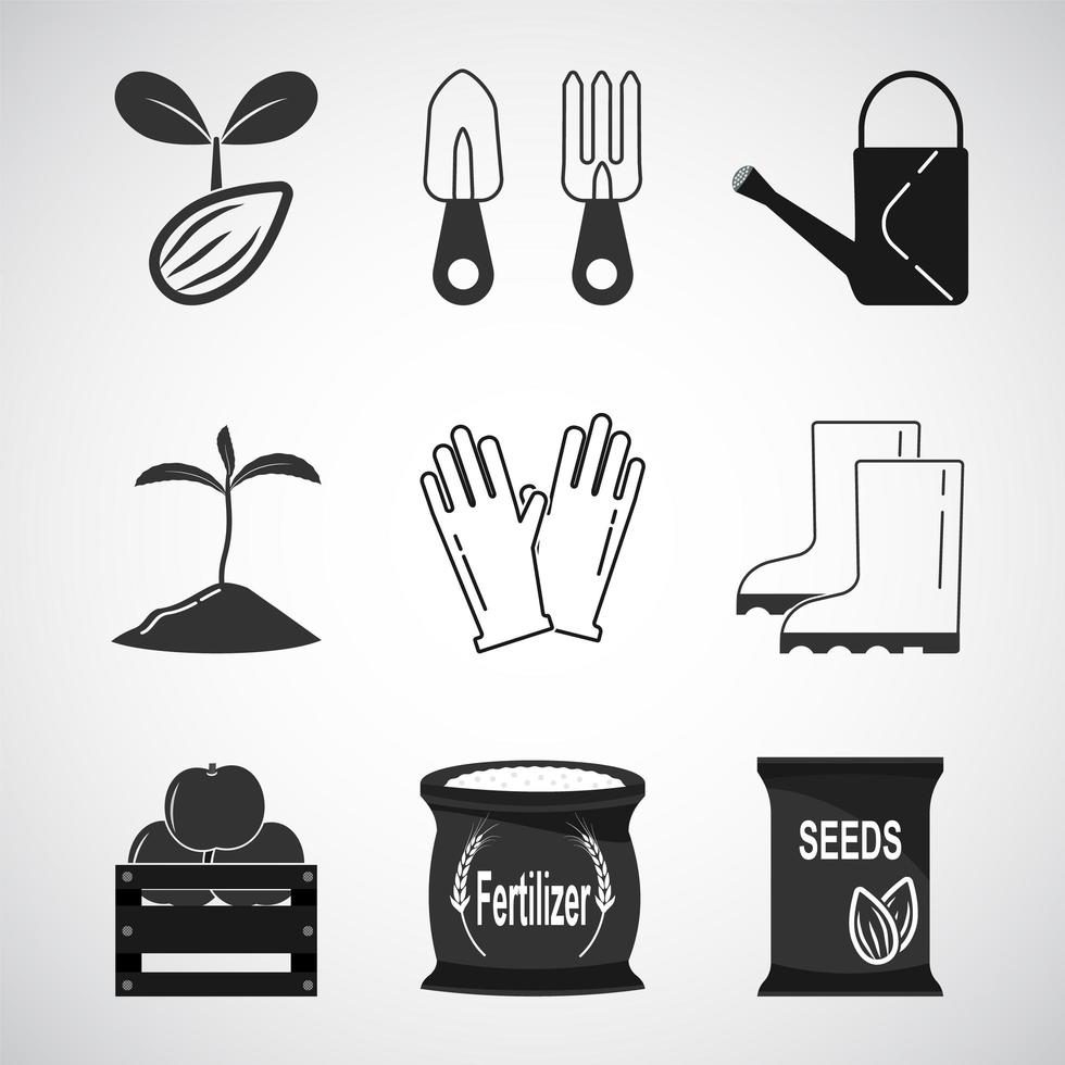 Gardening icon set vector