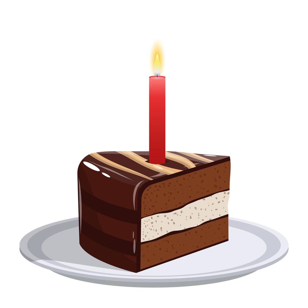 Piece of cake on plate vector