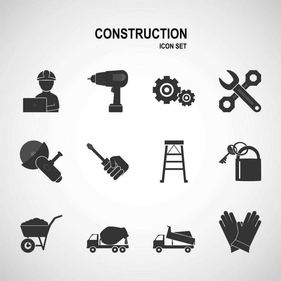 Construction tool icon set vector