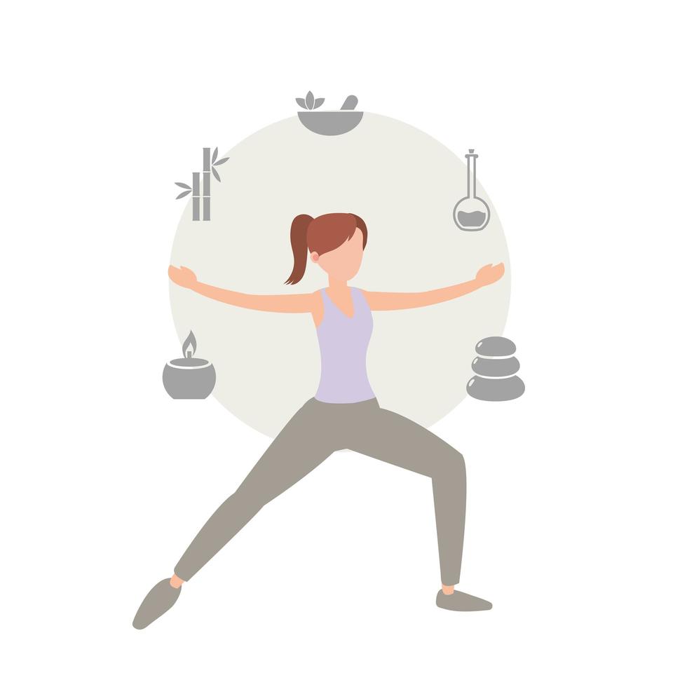 Healthy woman exercising and doing yoga vector