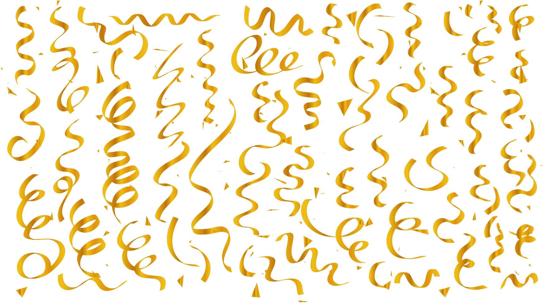 Realistic golden confetti ribbons  vector