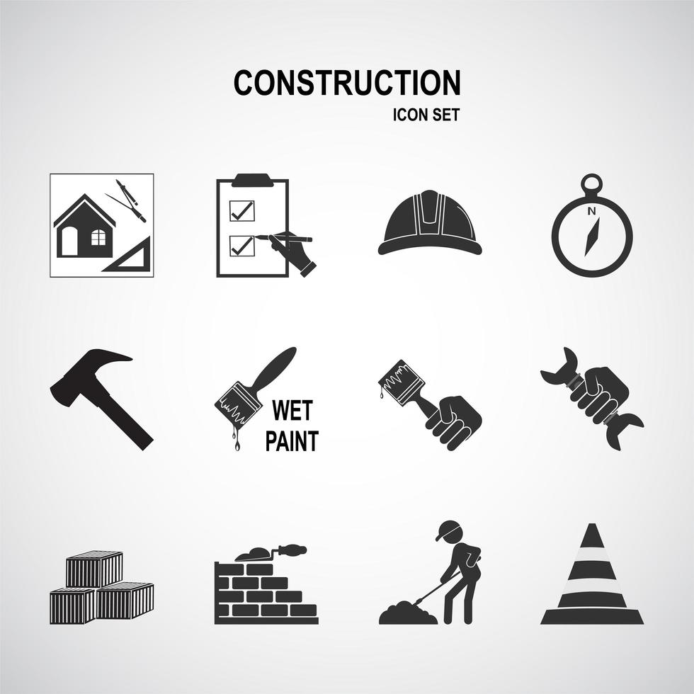 conjunto de iconos de construcción y construcción vector