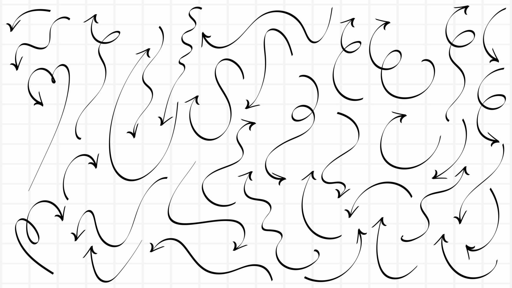 Hand drawn swirl arrow set vector