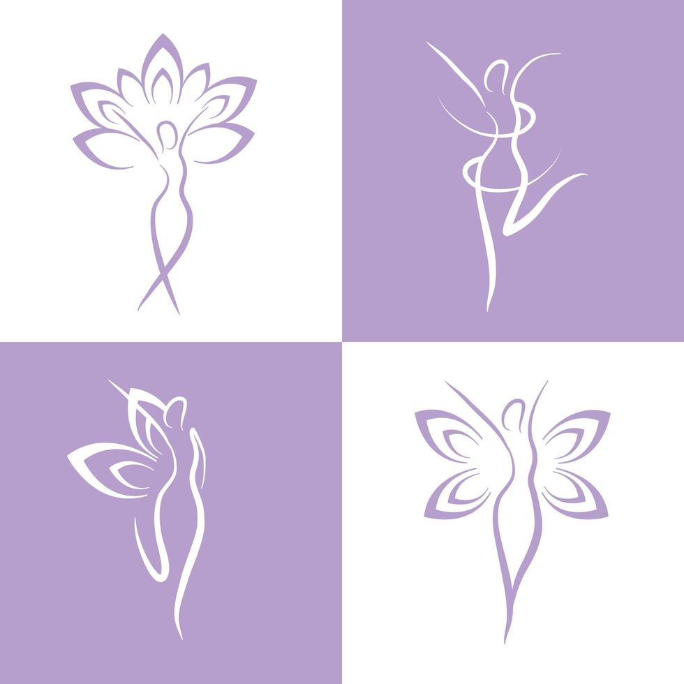 conjunto de iconos de mujeres de bienestar y terapia vector