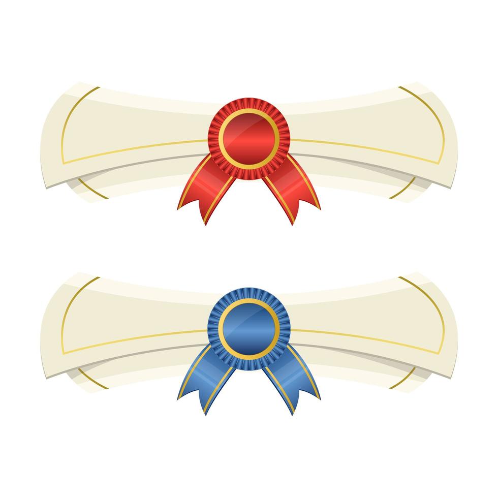 Diploma scroll with medal and ribbon  vector