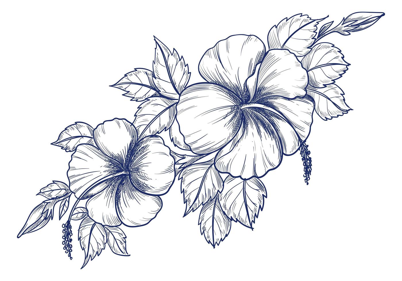 beautiful flower drawing monochrome Stock Vector Image & Art - Alamy-saigonsouth.com.vn