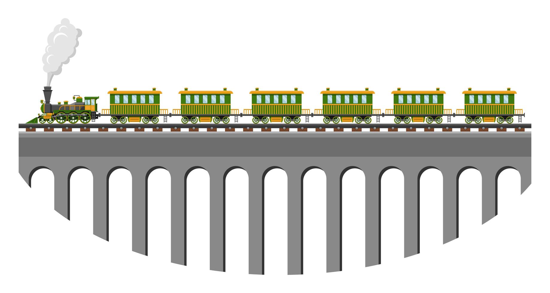 Vintage train on railroad  vector