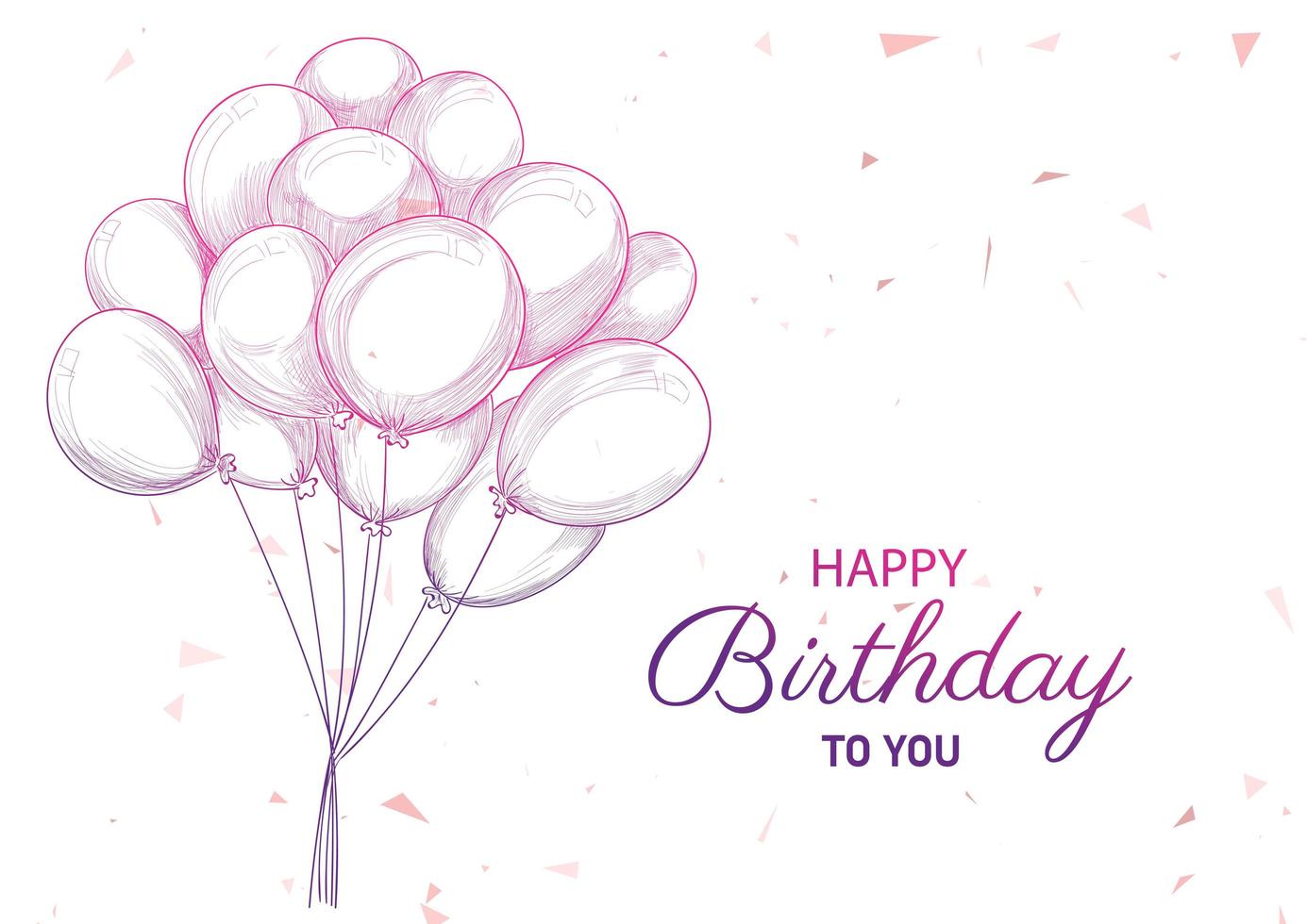 Hand drawn birthday with balloons  vector