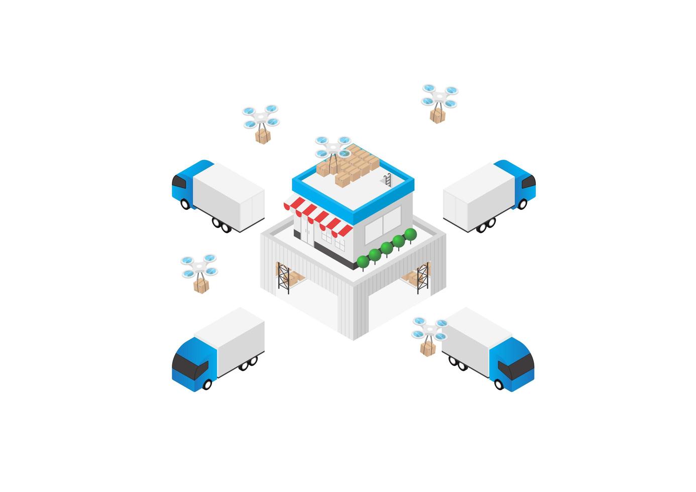 almacén isométrico y logística. vector