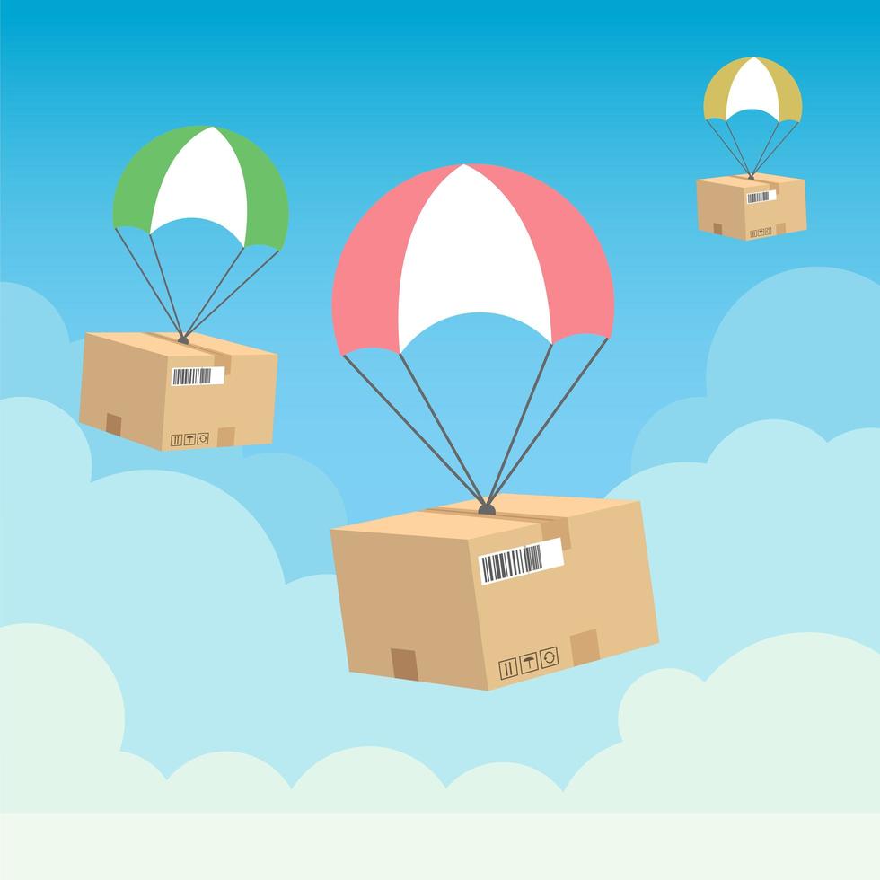 Parachute delivery design vector