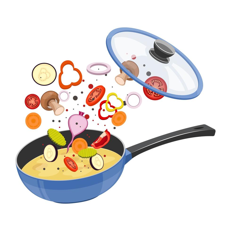 Pan with vegetables 1271067 Vector Art at Vecteezy