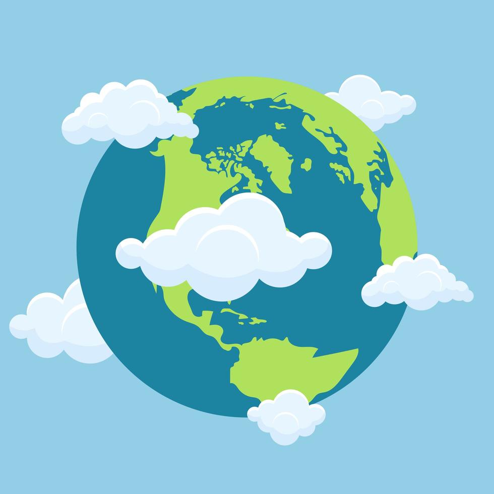 Planet earth with clouds  vector