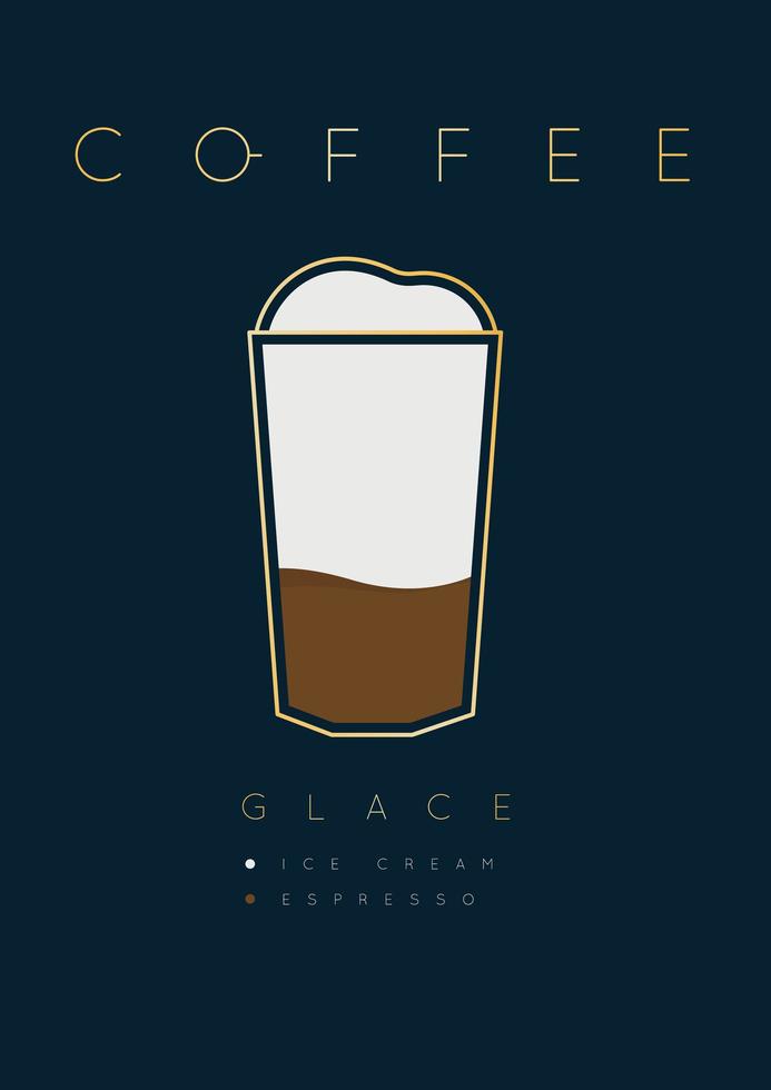 Poster lettering coffee glace with recipe vector