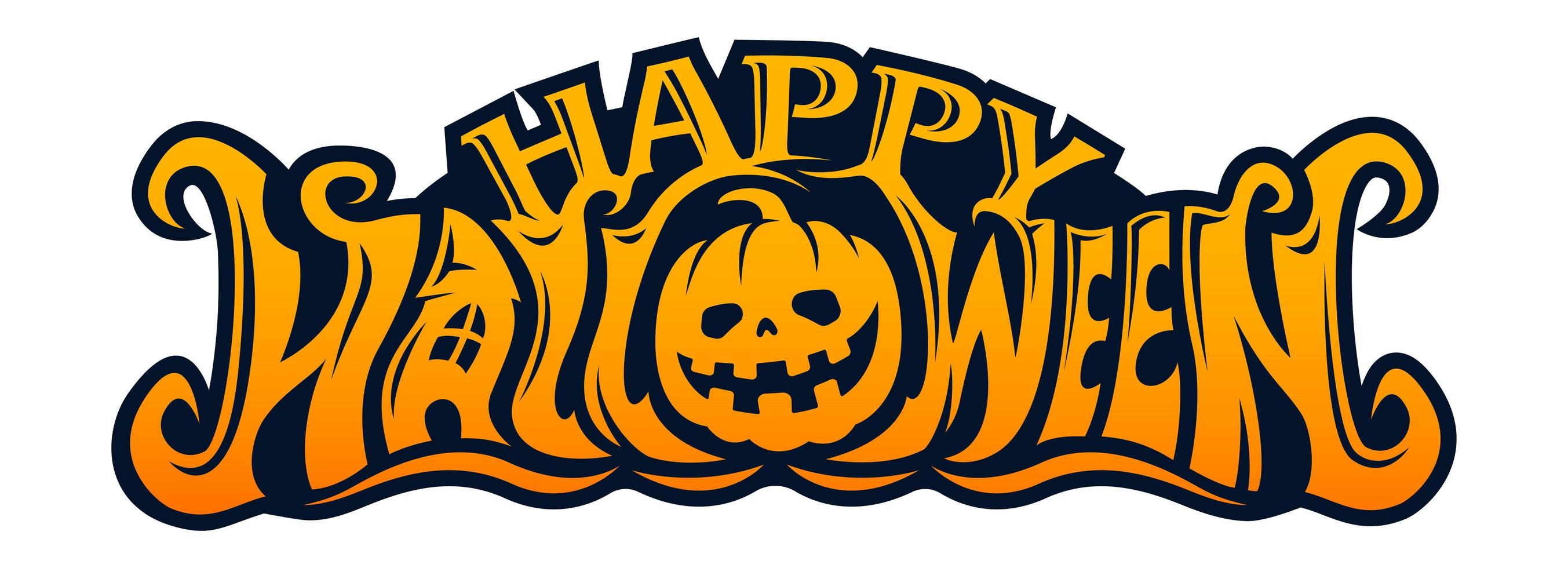 feliz halloween diseño de texto de cabeza de calabaza vector