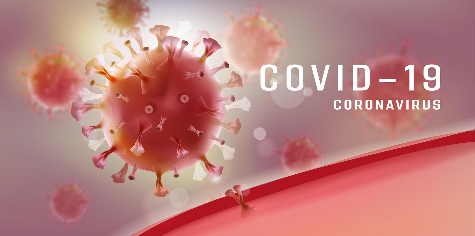 Red Coronavirus Covid 19 Cell Design vector