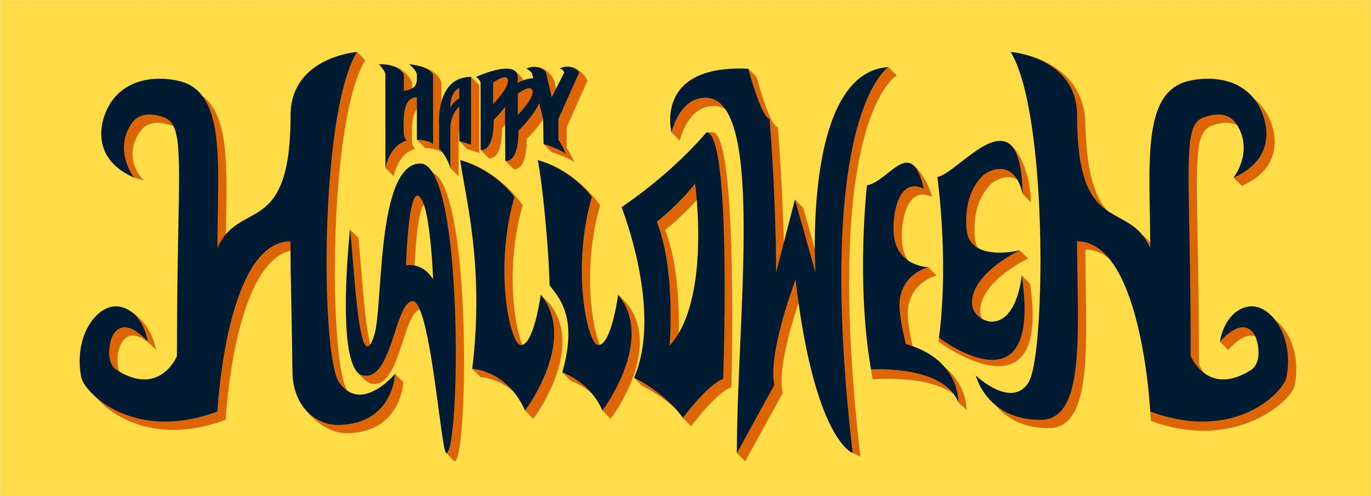 Happy Halloween Text Design on Yellow vector