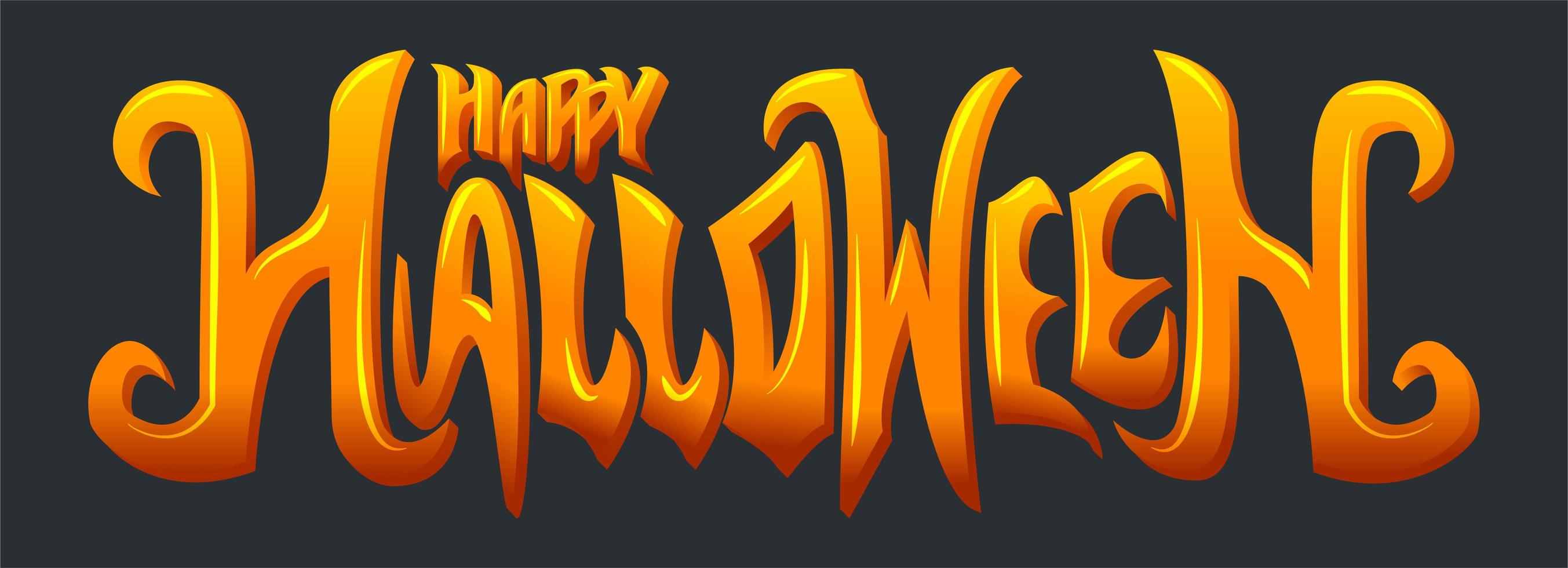 gradiente naranja brillante feliz halloween texto vector