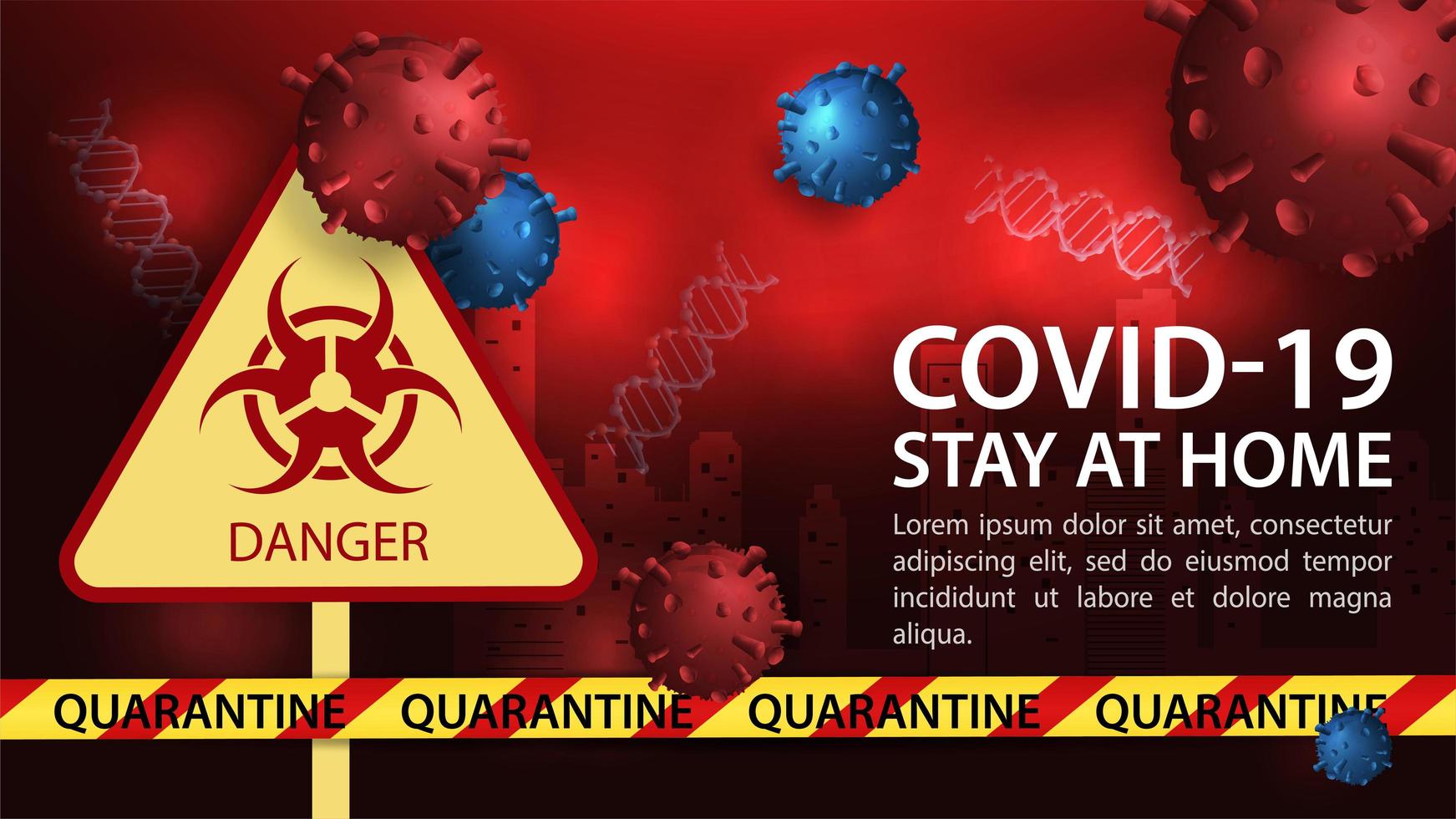 Plantilla de banner de peligro de coronavirus vector