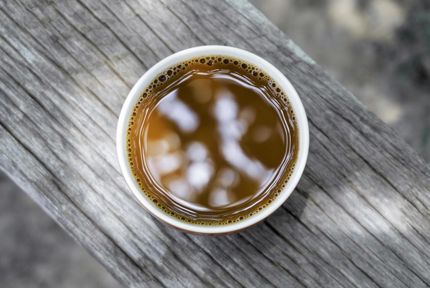 Top view of a brown hot coffee photo