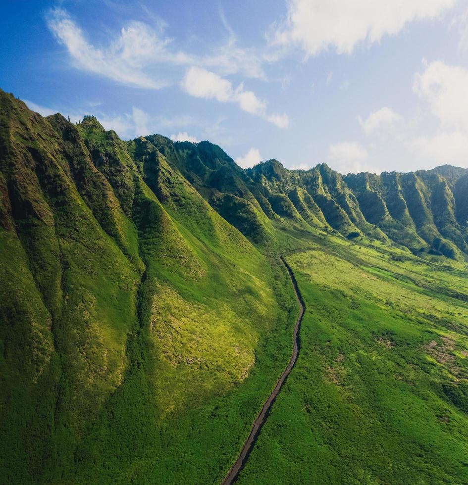 Green grassy mountains in Hawaii photo