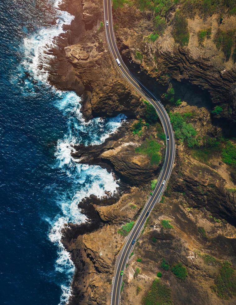 Coastal highway aerial view photo