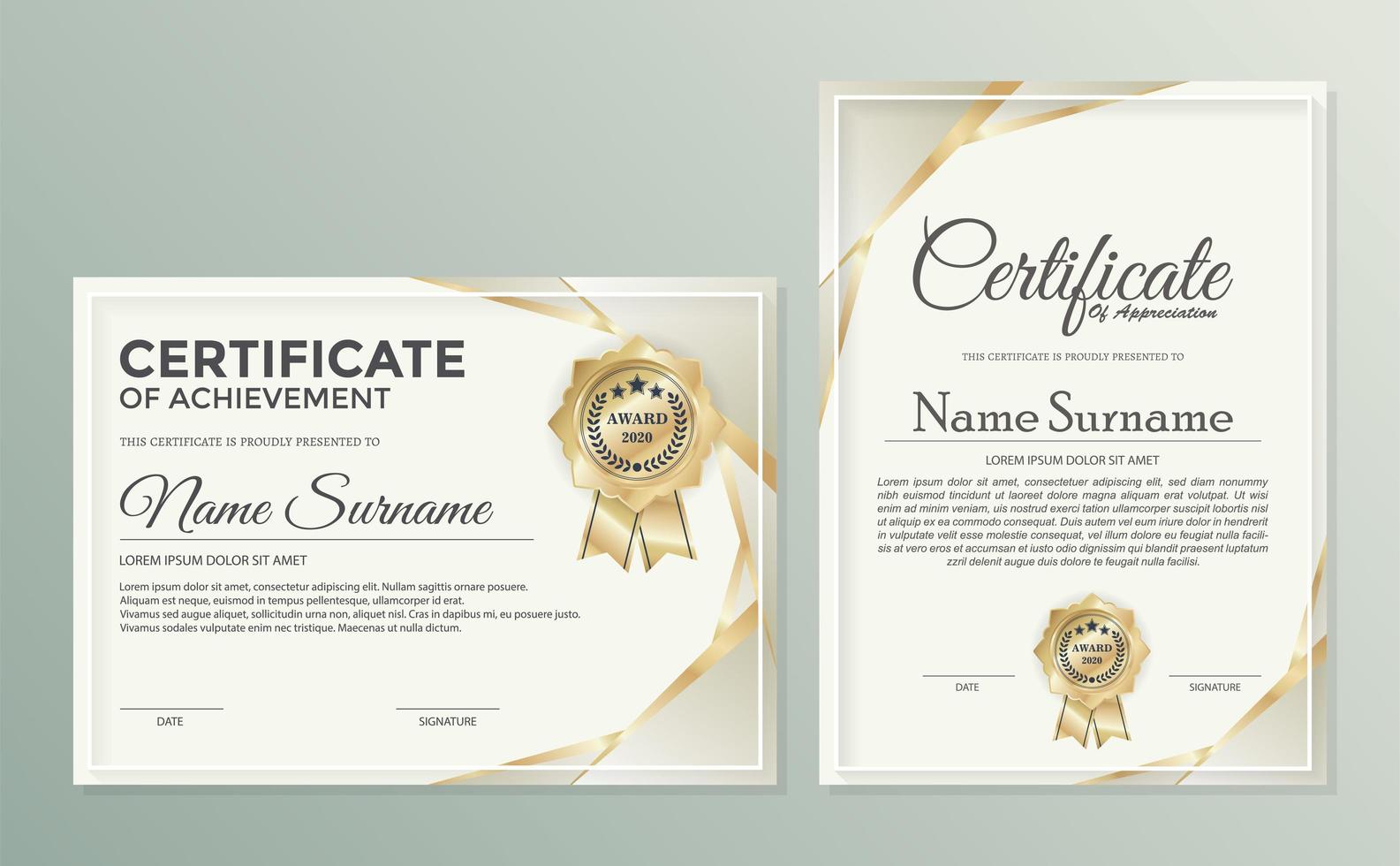 Professional certificate, diploma, award design vector