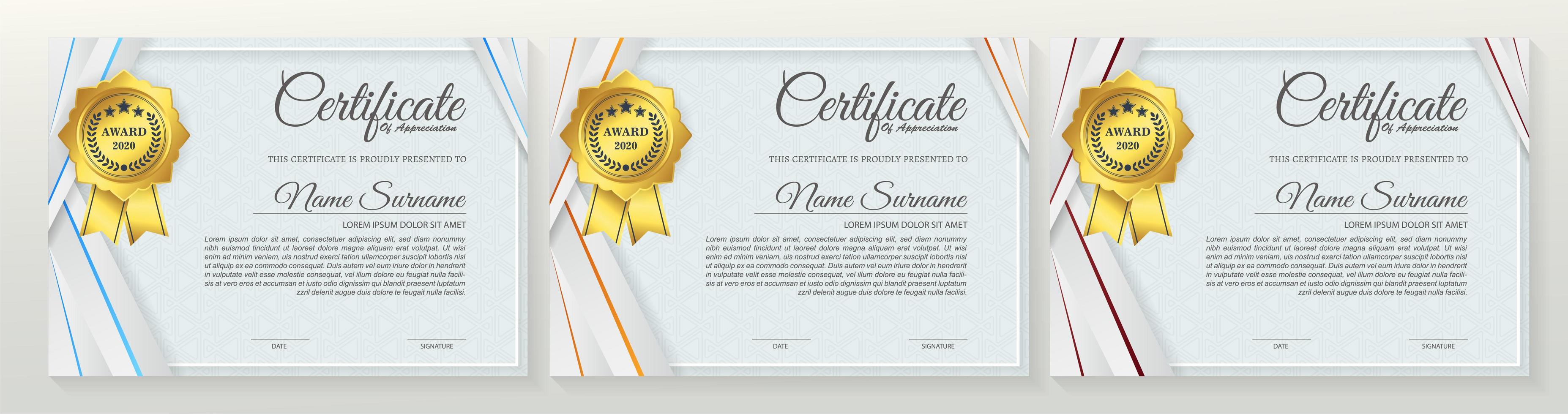 Light blue angled corner certificate set vector