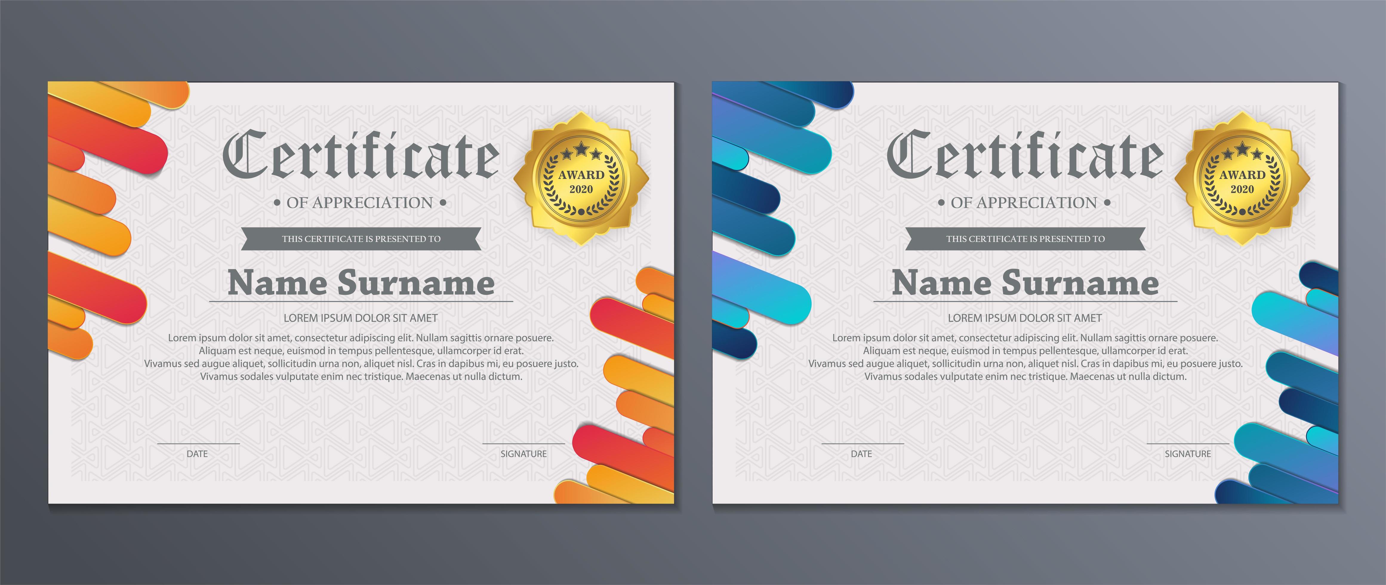 Modern colorful rounded strip certificate set 1271730 Vector Art at