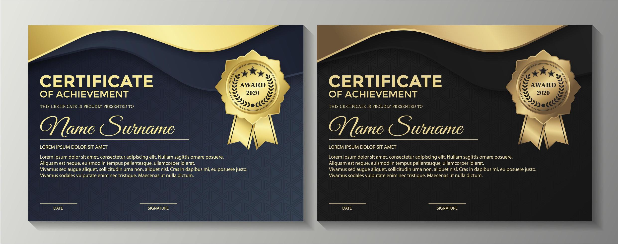 Premium golden blue and brown certificates vector