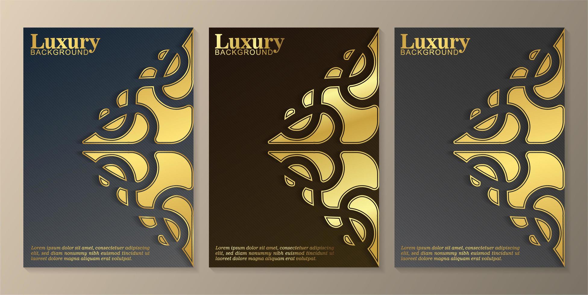 Luxury cover set with decorative golden diamond vector