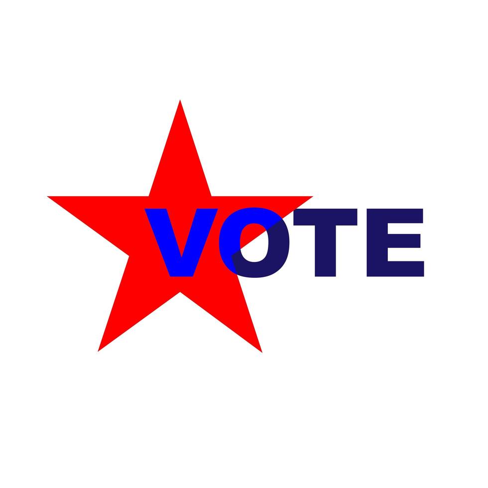 VOTE typography with red star vector