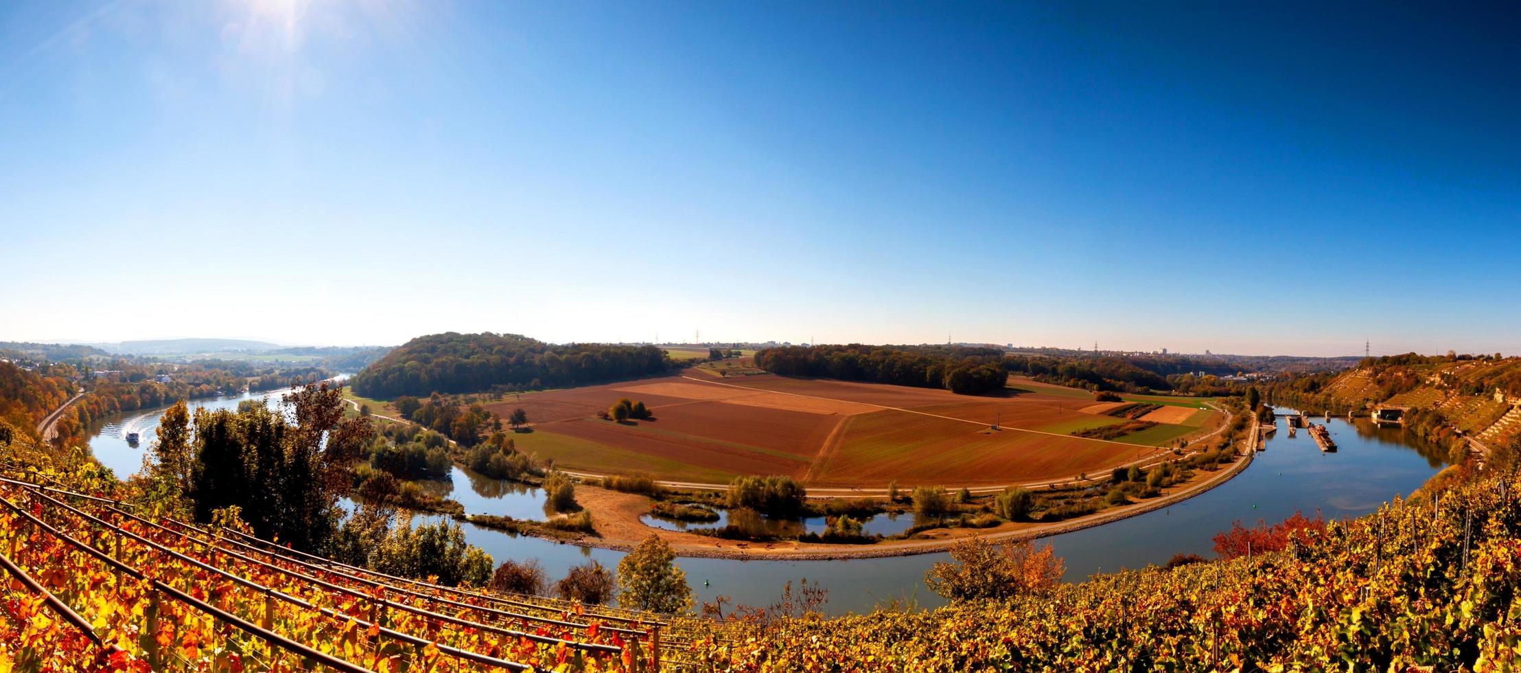 Panoramic view of the Neckar river in Germany photo