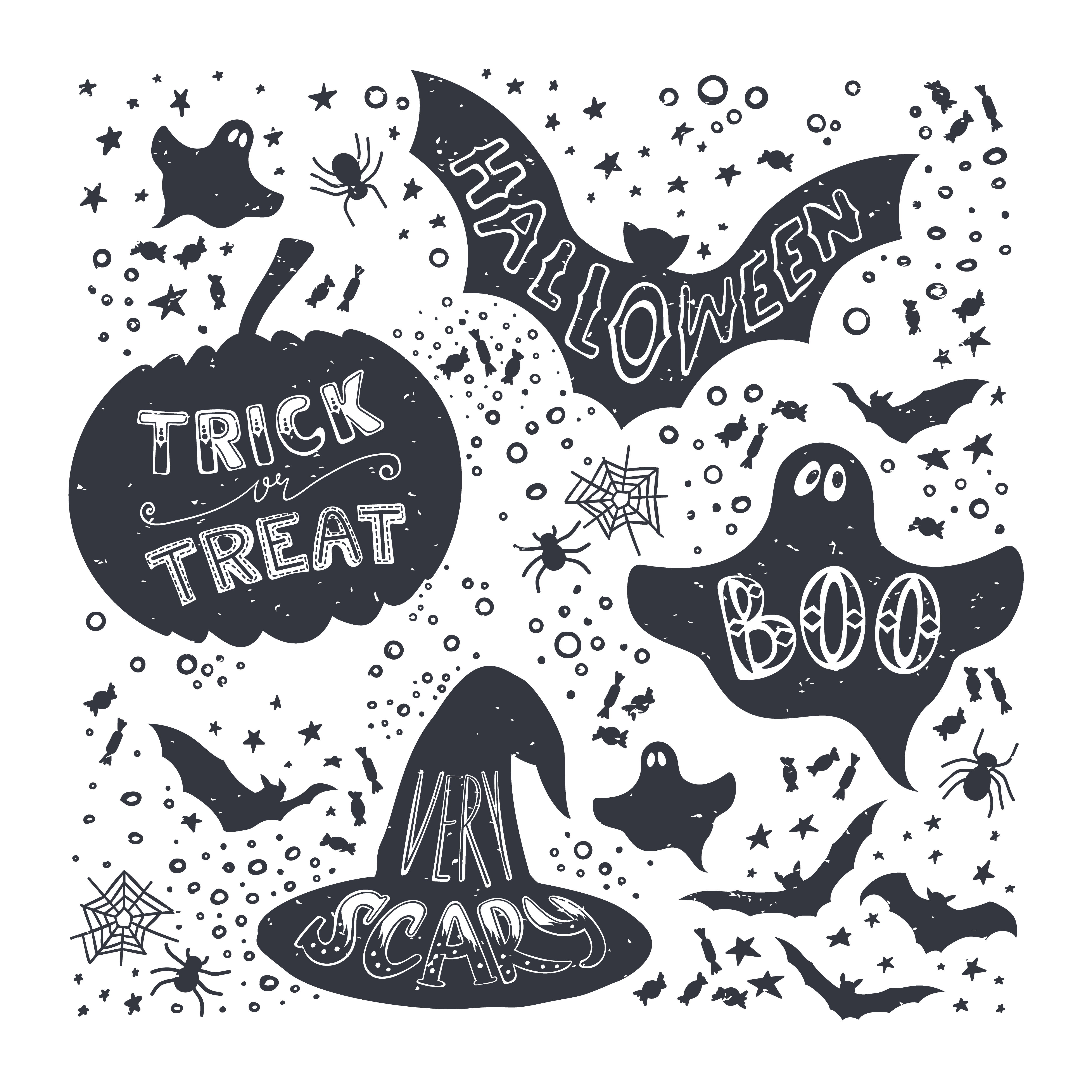 Hand Drawn Halloween Symbols Set 1271920 Vector Art at Vecteezy
