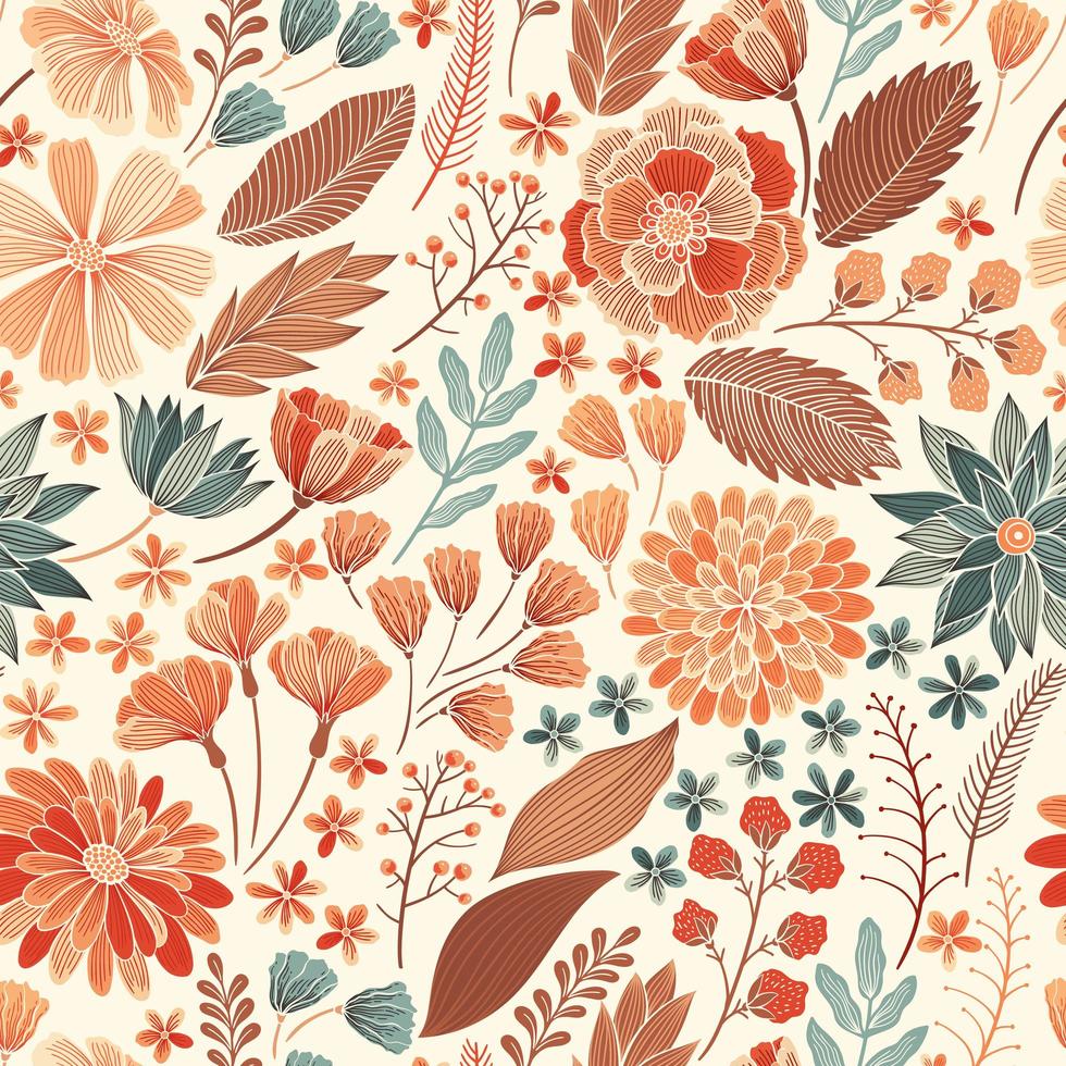 Seamless Orange Floral Pattern vector