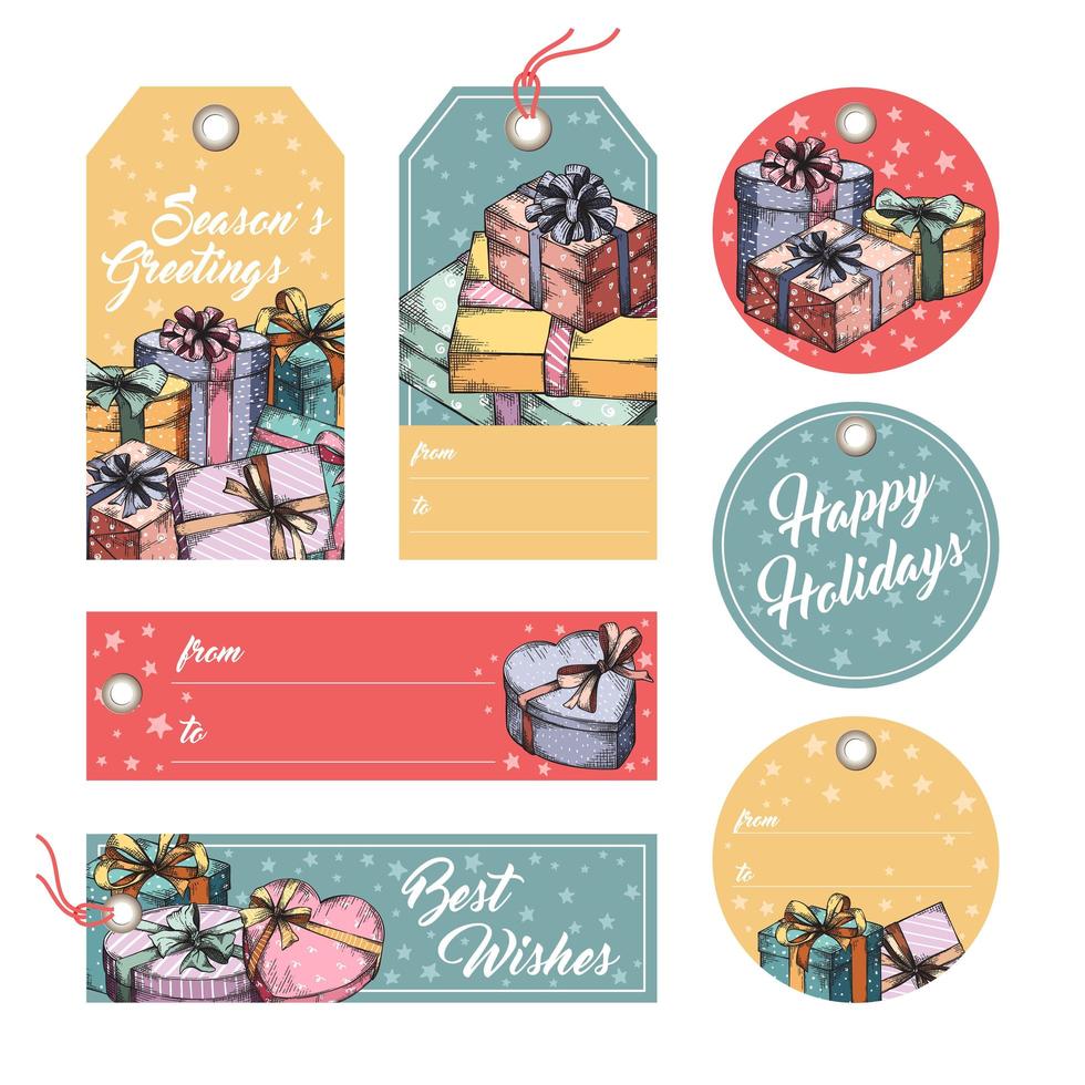 Holiday greeting tags and labels vector
