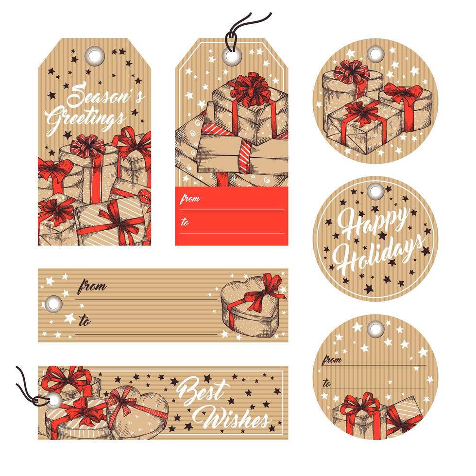Holiday greeting tags and labels collection vector