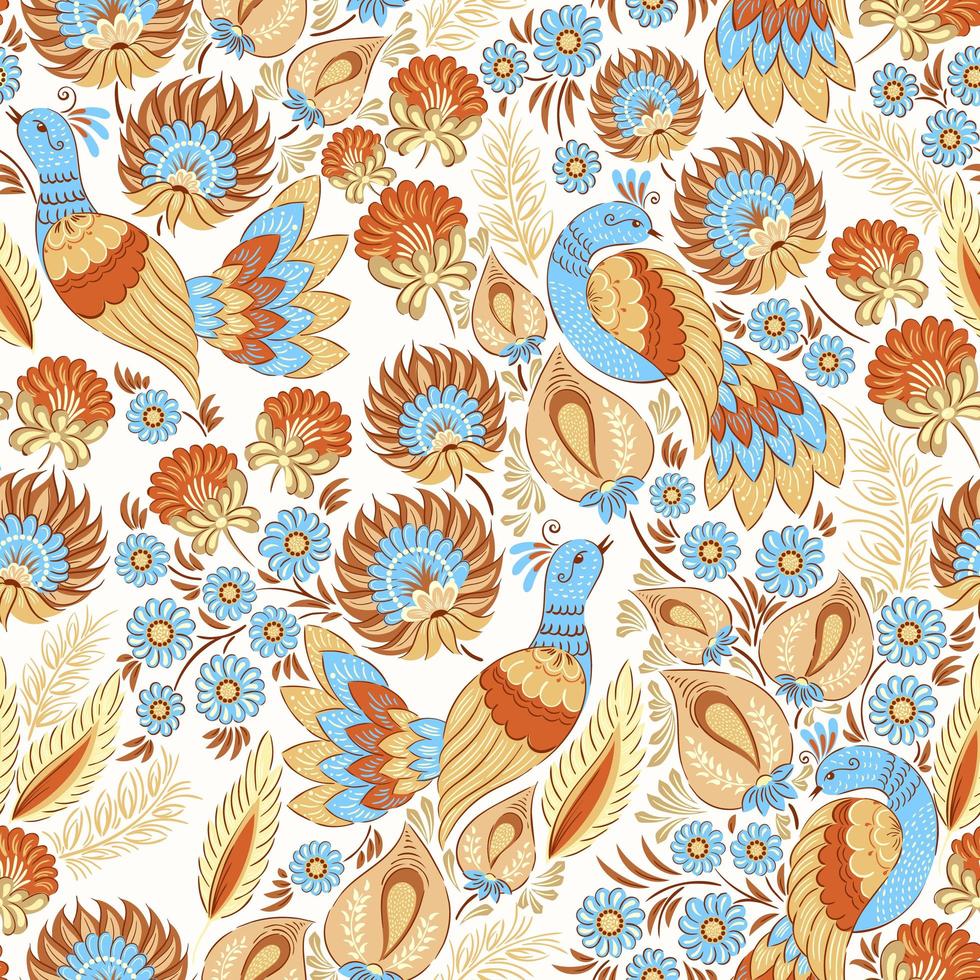 Seamless ornamental pattern with birds vector