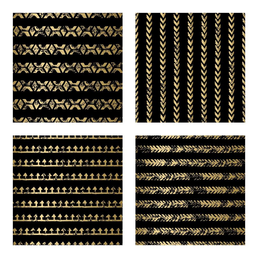 Black and Gold Distressed Arrow Seamless Pattern vector
