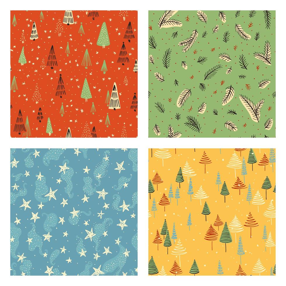 Christmas doodle pattern set vector