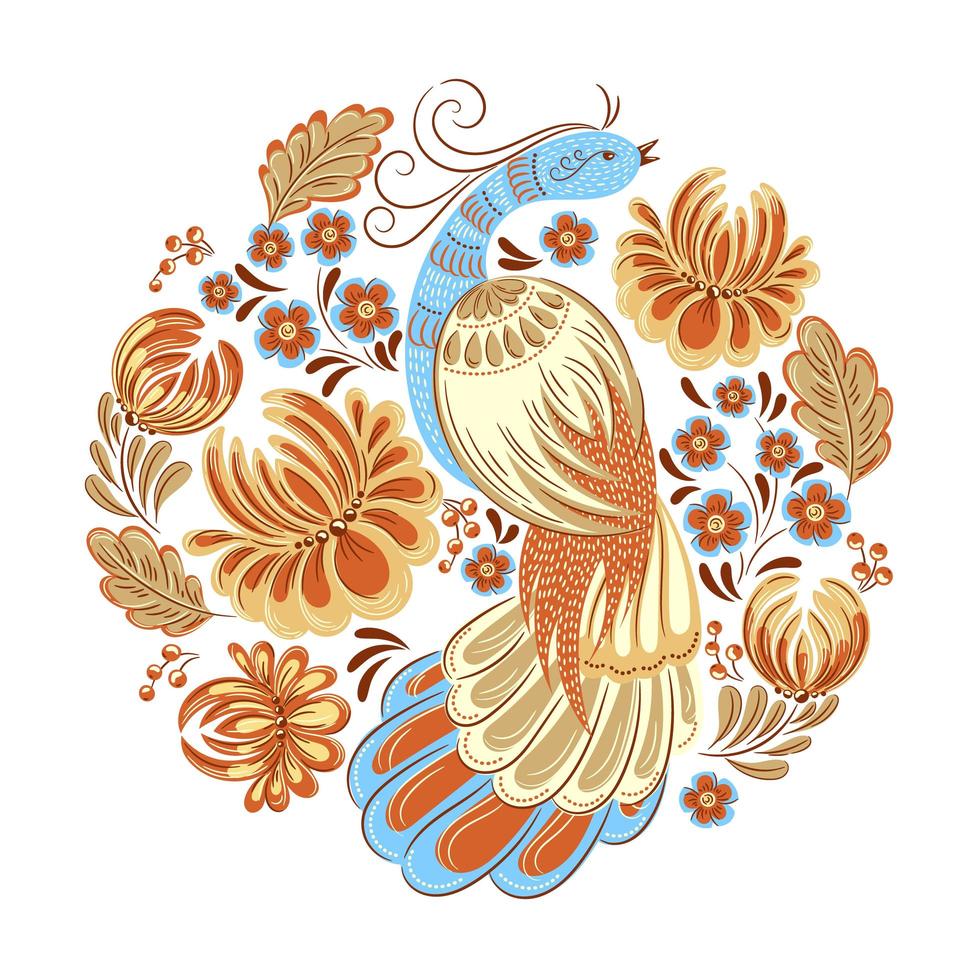 Bird in the Garden Circular Emblem vector