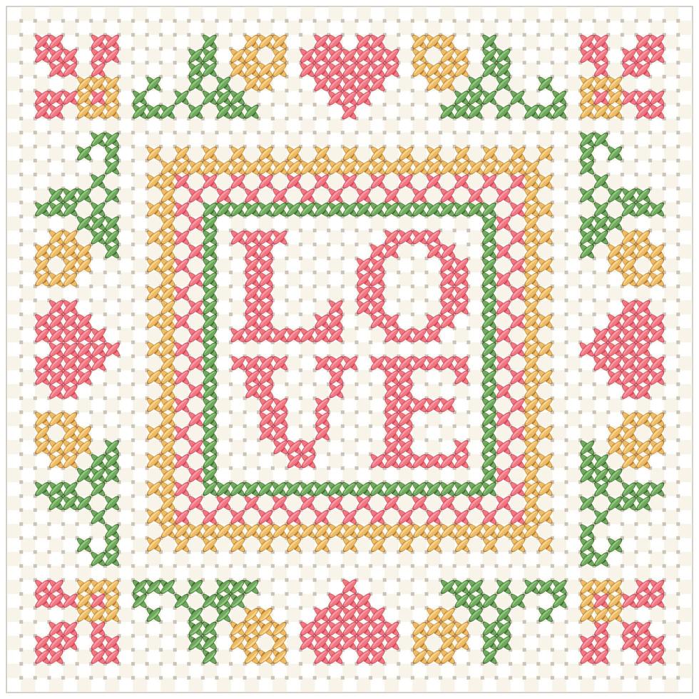 Frame Love Embroidery vector