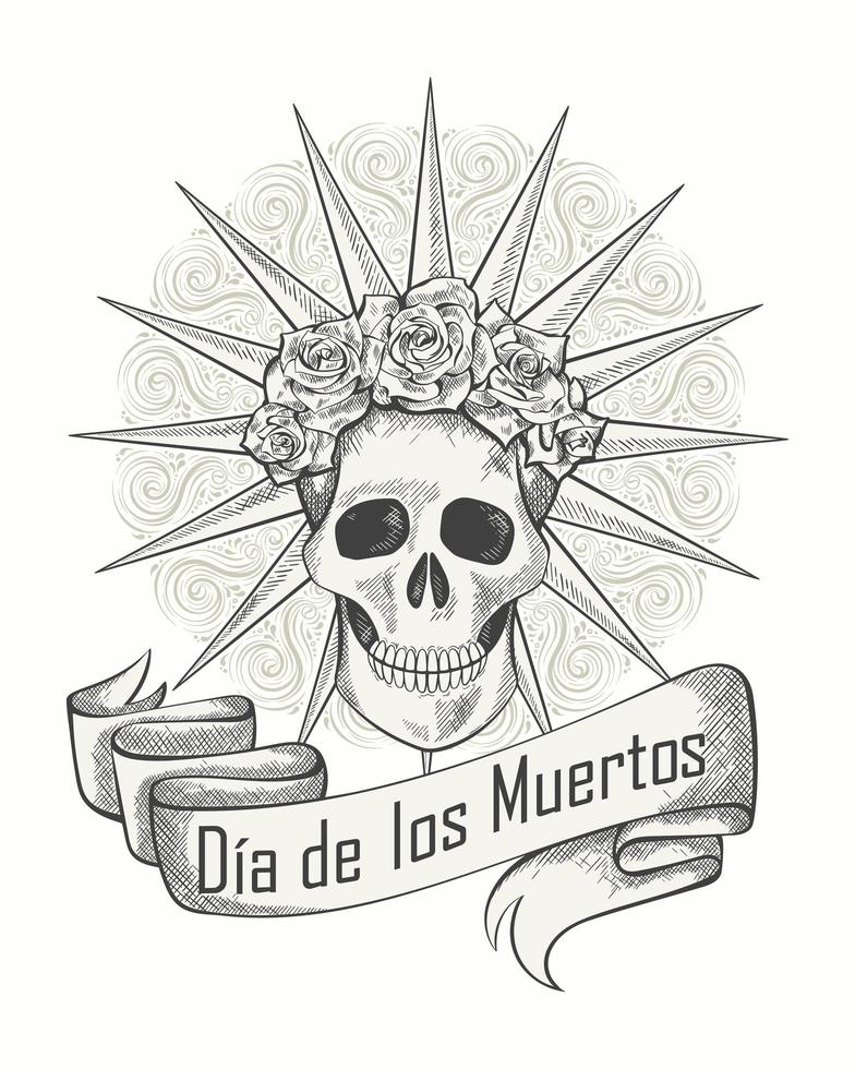 cartel monocromático del día de los muertos vector