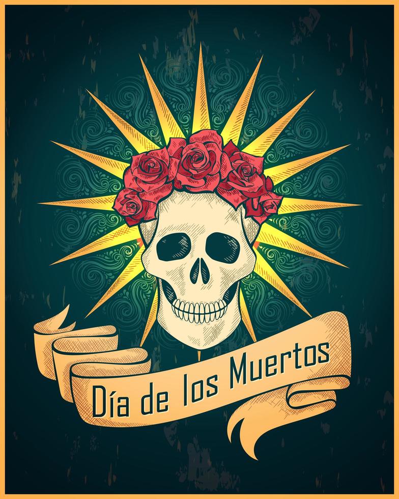 Colorful Day of the Dead poster vector