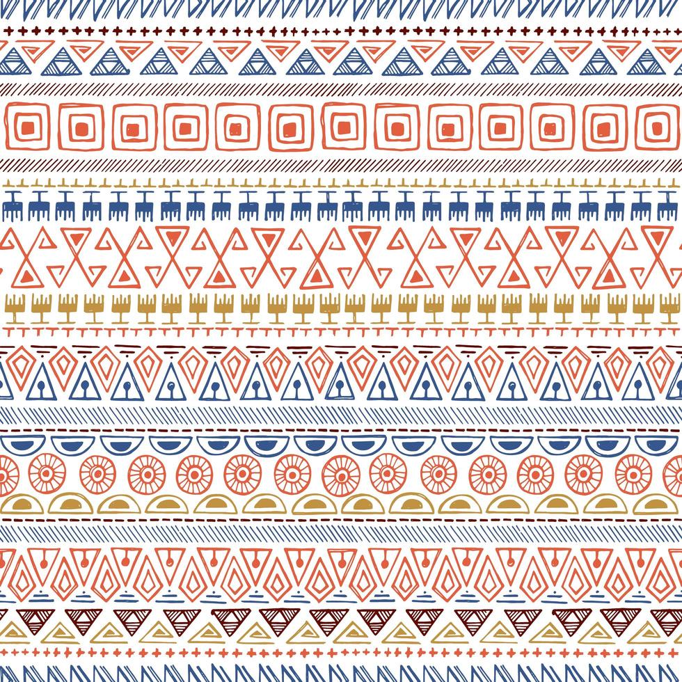 Ethnic Tribal Hand-drawn Seamless Pattern vector