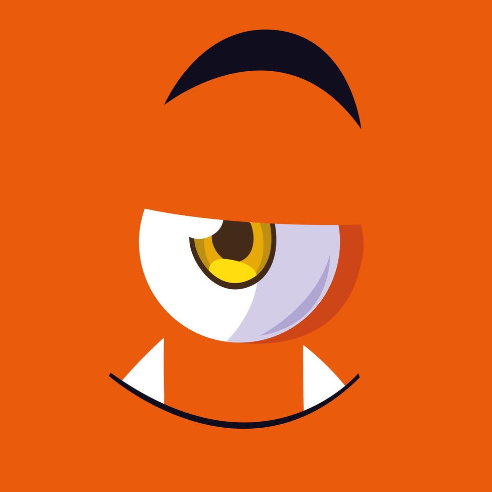 icono de diseño de dibujos animados de monstruo naranja vector