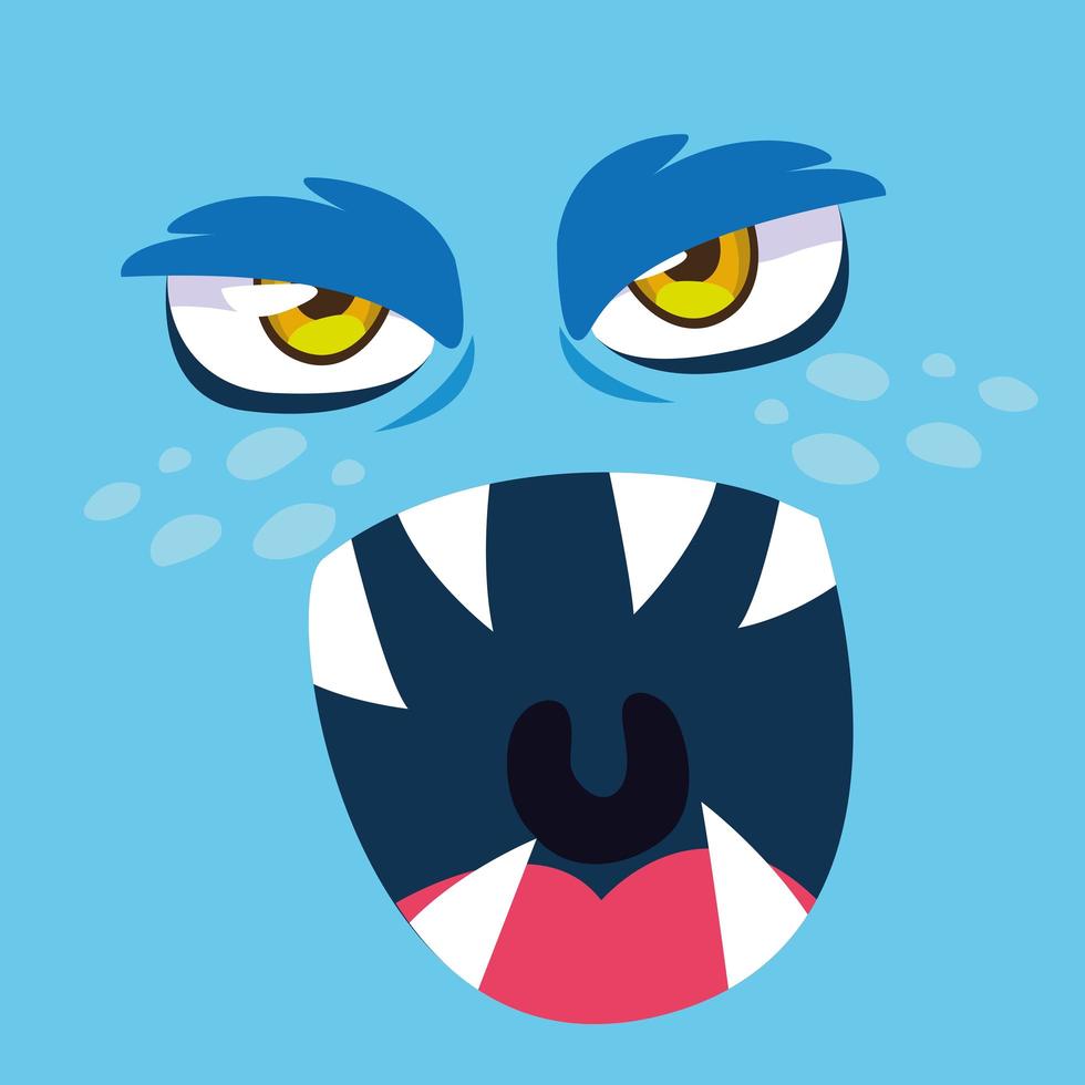 icono de diseño de dibujos animados de monstruo azul vector