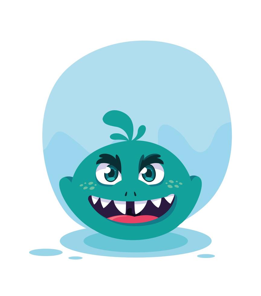 Blue monster cartoon design icon  vector